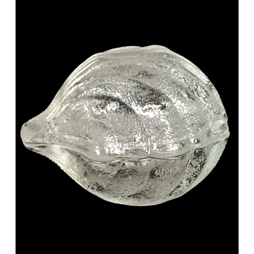Glass Clamshell Trinket Box & Lid Frosted Textured Mermaid Beach Decor 3.5 x 2.5